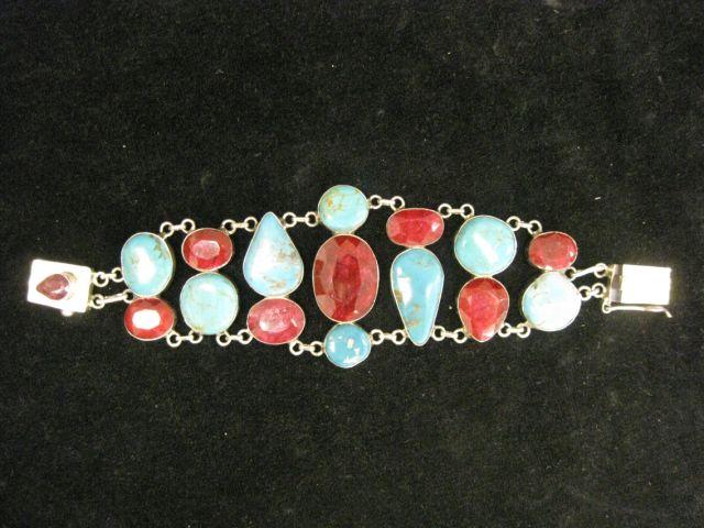 Appraisal: Ruby Turquoise Bracelet large African deep red rubies with turquoise