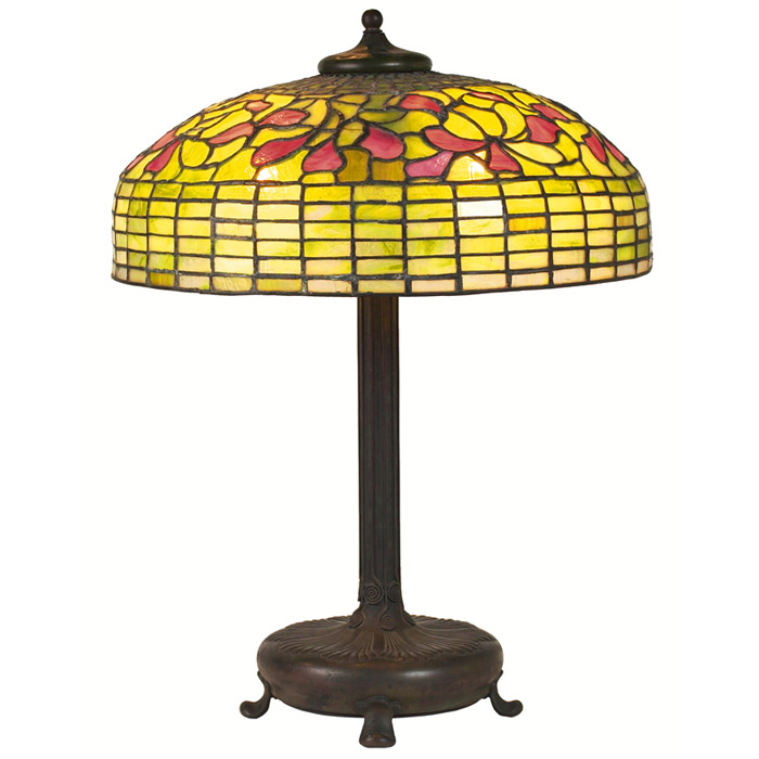 Appraisal: Art Nouveau table lamp in the style of Tiffany leaded