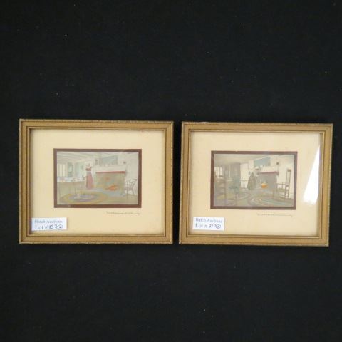 Appraisal: Wallace Nutting Miniature Prints interior scenes each with lady by