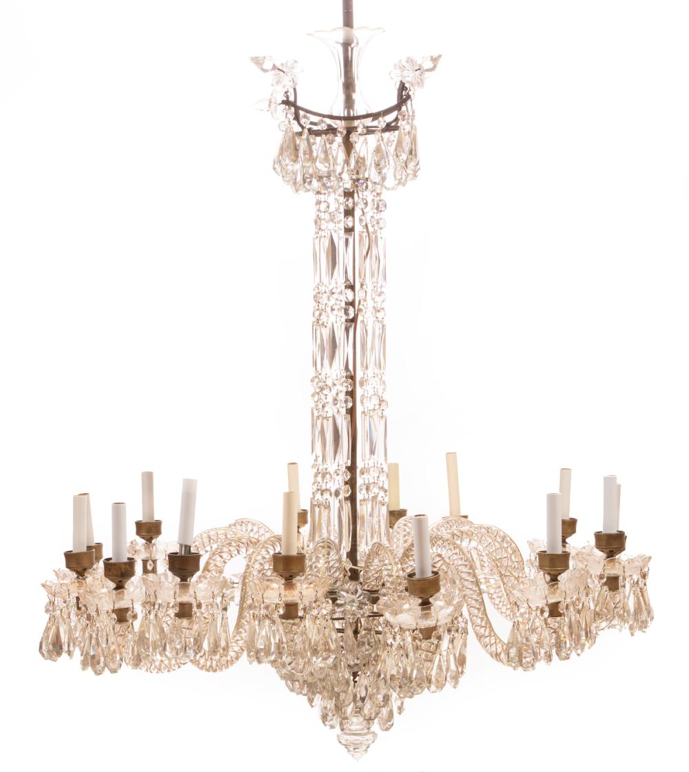 Appraisal: Antique French Baccarat-Style Cut Glass and Gilt Decorated Fourteen-Light Chandelier