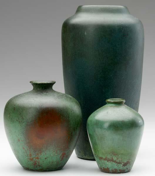 Appraisal: CLEWELL Three copper-clad vases Exhibited in American Arts Crafts from