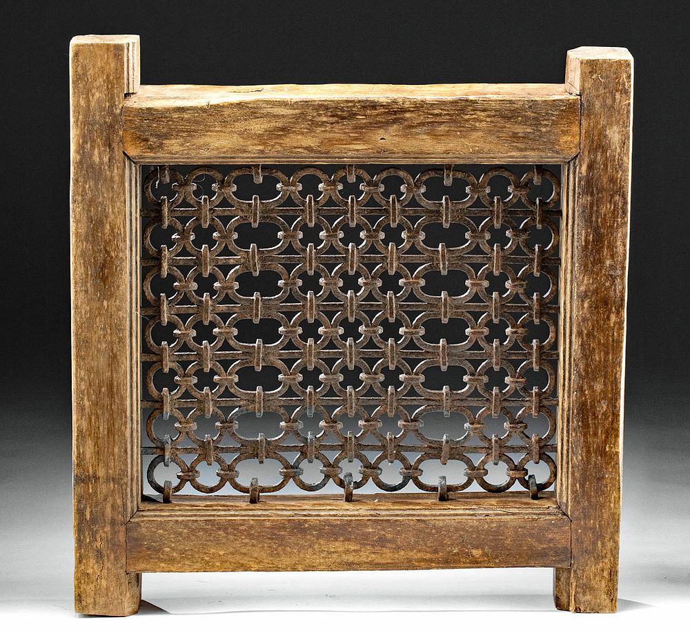 Appraisal: Early th C Indian Wood Iron Window Jali Screen South