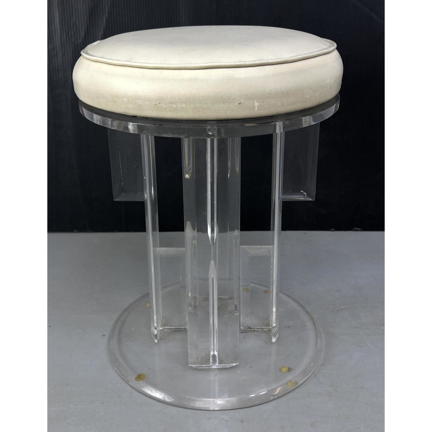 Appraisal: Single Lucite Stool Round vinyl upholstered seat Dimensions H inches