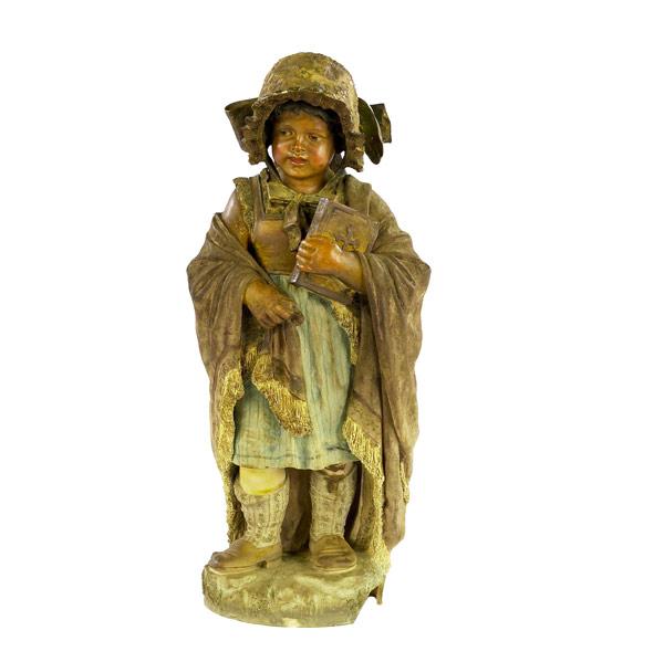 Appraisal: Continental terra cotta statue of a child wearing bonnet and