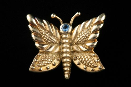 Appraisal: JUDITH RIPKA K YELLOW GOLD BUTTERFLY BROOCH Textured and granulated