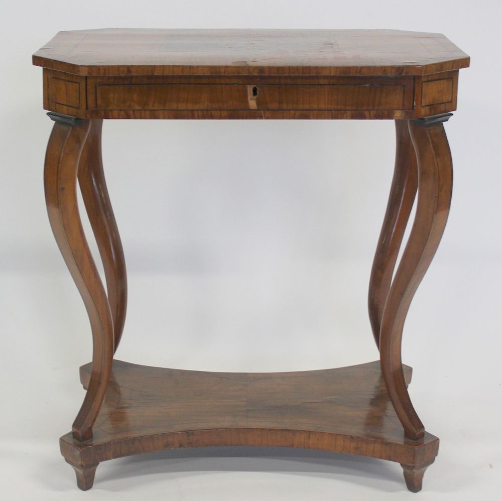 Appraisal: Antique Continental Inlaid Walnut Stand From a Park Ave NYC