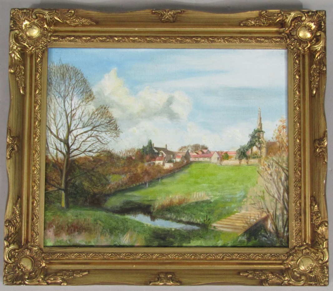 Appraisal: Percival A Bates North Witham view oil on board initialled