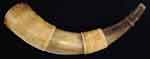 Appraisal: LARGE SCRIMSHAWED POWDER HORN ALAN HALL ST JOHN Large yellowish-green