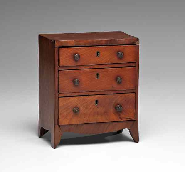 Appraisal: Miniature Hepplewhite Chest of Drawers American ca a miniature chest