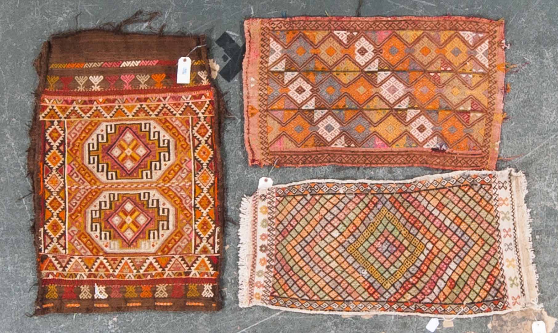 Appraisal: Three antique Turkish Soumak rugs Turkey circa Soumak rug approx