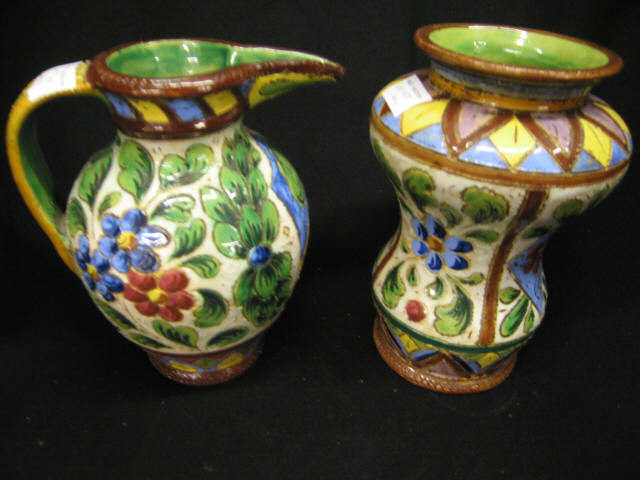 Appraisal: Pcs Italian Pottery Vase Pitcher