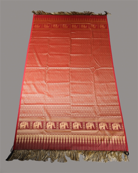 Appraisal: Woven Indian textile with gold thread elephant design to border