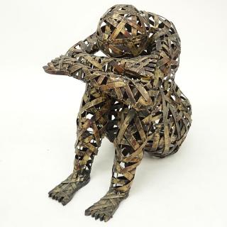 Appraisal: Mid-Century Metal Sculpture Sitting Figure Unsigned Good condition Measures H