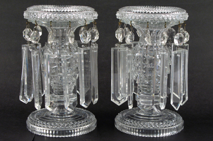 Appraisal: PAIR OF FRENCH BACCARAT CRYSTAL LUSTRES hand cut in a