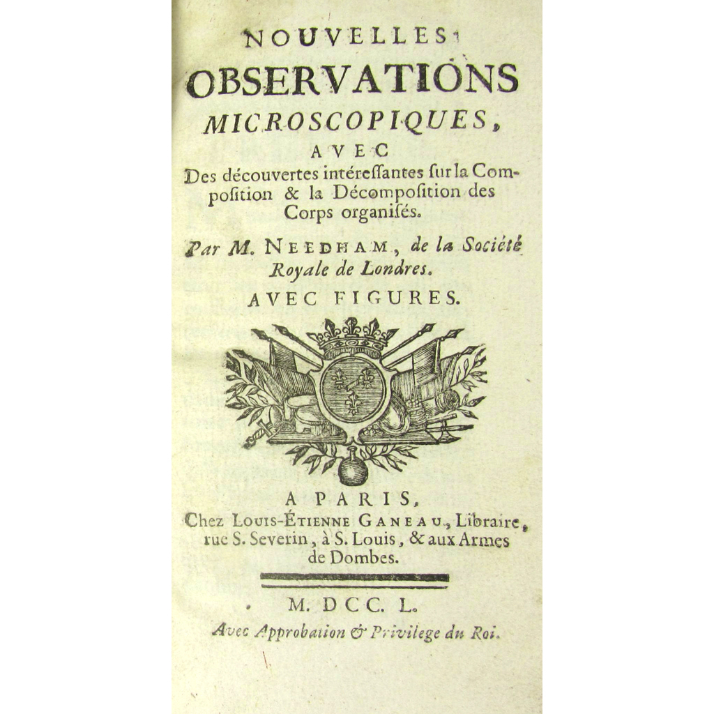 Appraisal: Needham John Turbeville Nouvelles Observations Microscopiques Paris L E Ganeau