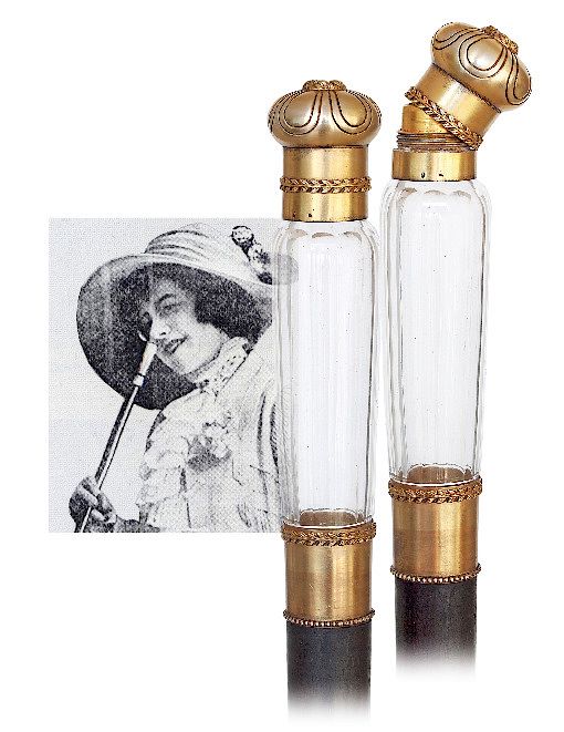 Appraisal: Perfume Bottle Cane -Ca -High-end dual purpose cane featuring a