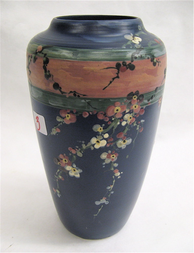 Appraisal: WELLER HUDSON AMERICAN ART POTTERY VASE matte blue with cherry