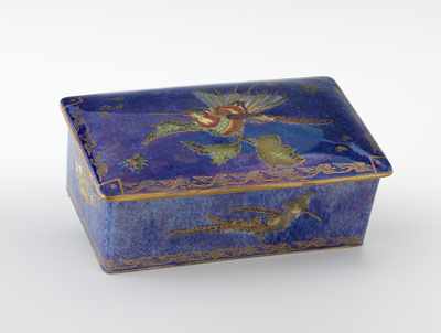 Appraisal: Wedgwood Lustre Hummingbird Box England ca Decorated on the exterior