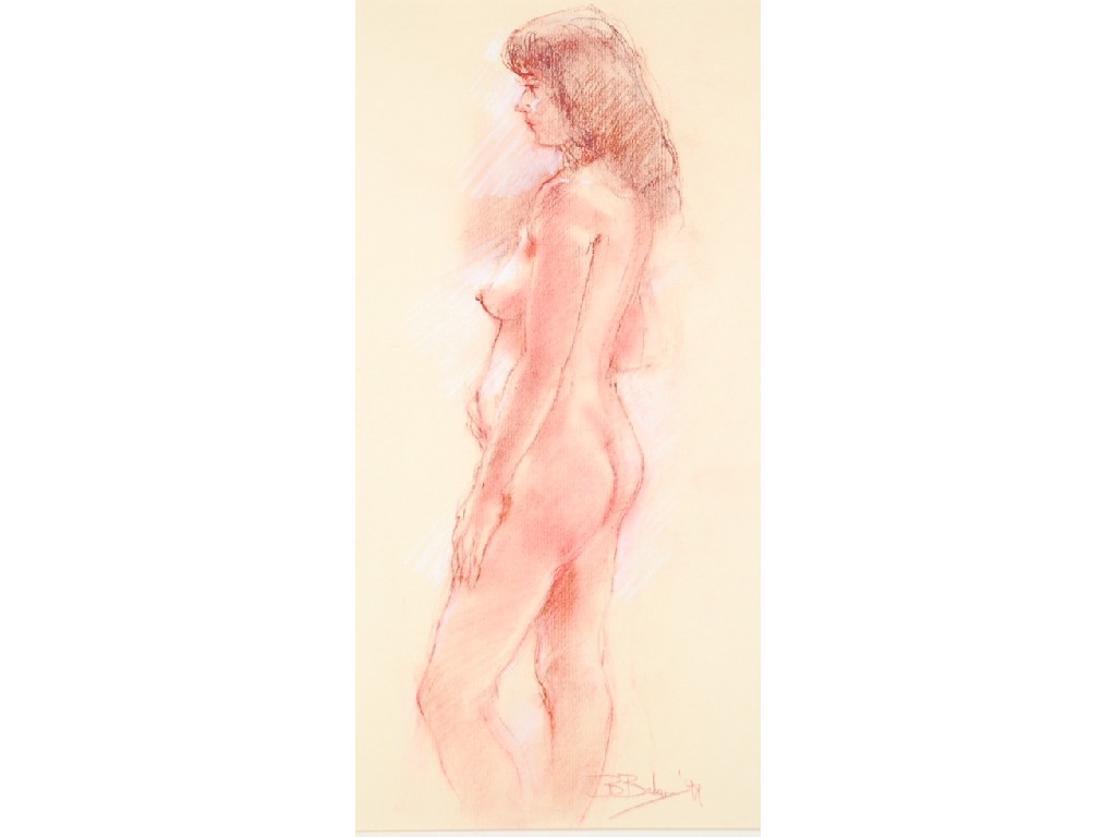 Appraisal: BOHUSLAV BARLOW b PASTEL Nude standing side view signed and