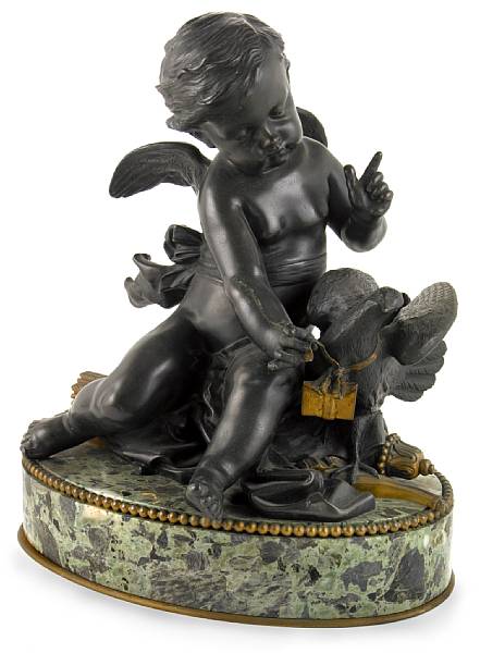 Appraisal: A French gilt and patinated bronze figure of Cupid late