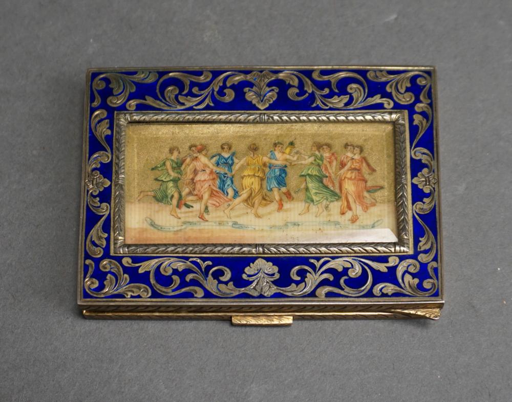 Appraisal: Fallaci Florentine Enameled and Parcel Gilt -Silver Case Inset with