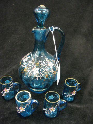 Appraisal: Victorian Enameled Art Glass Decanter and four cordials floral gold