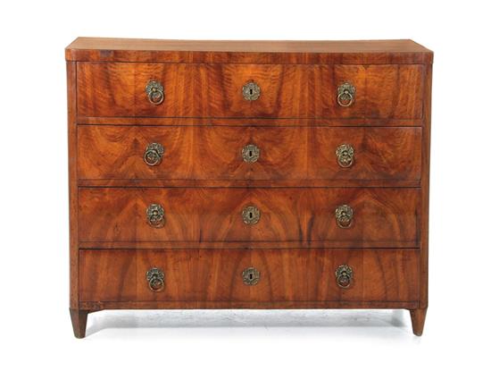 Appraisal: Biedermeier walnut chest of drawers with writing drawer second quarter