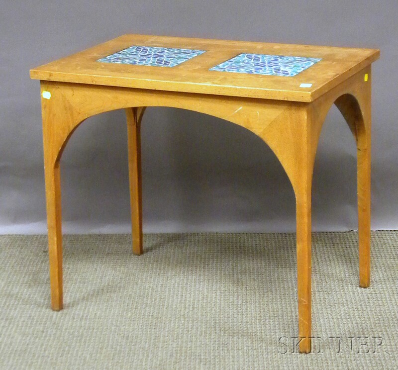 Appraisal: Persian Tile-inset Mahogany End Table