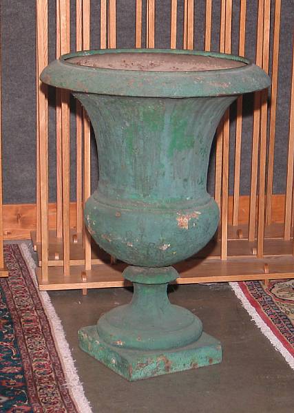 Appraisal: A Neoclassical style painted cast iron garden urn height in