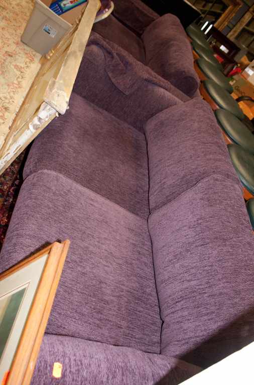 Appraisal: Pair of contemporary overstuffed upholstered chenille sofas Estimate - No