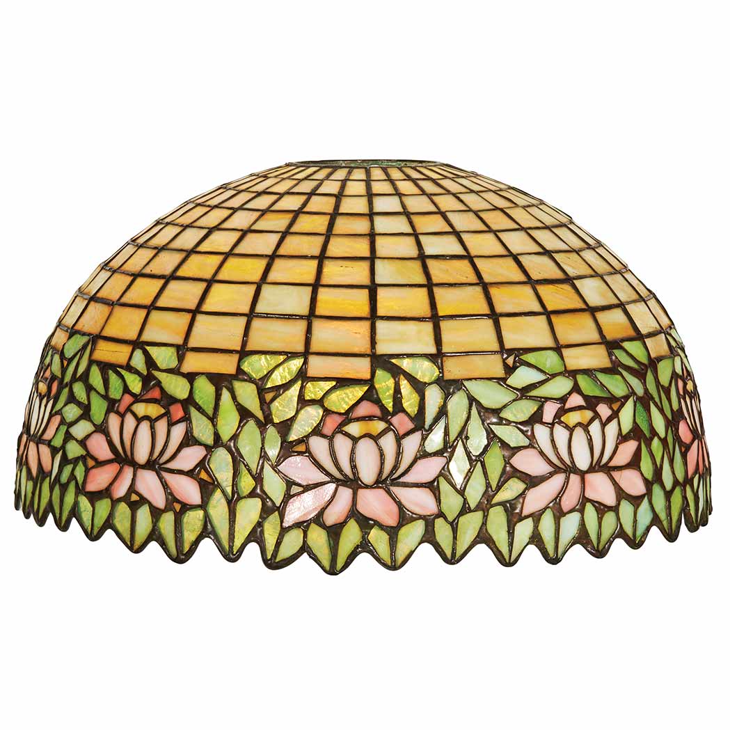 Appraisal: American Leaded Glass Hanging Shade Attributed to the Unique Art