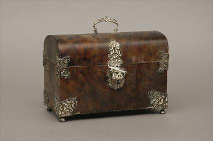 Appraisal: Simulated Tortoiseshell and Silver-Plate Mounted Domed Box