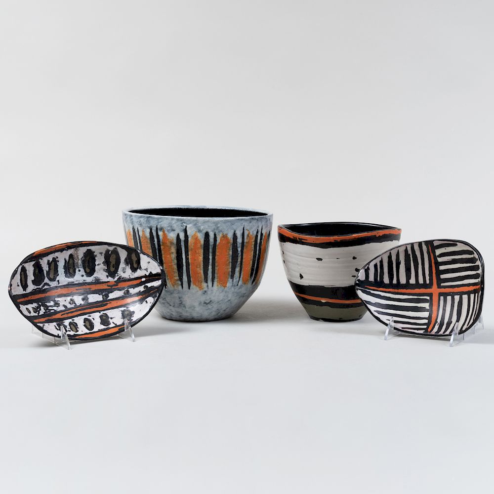 Appraisal: Group of Four Gorka Livia Glazed Earthenware Vessels Signed 'Gorka