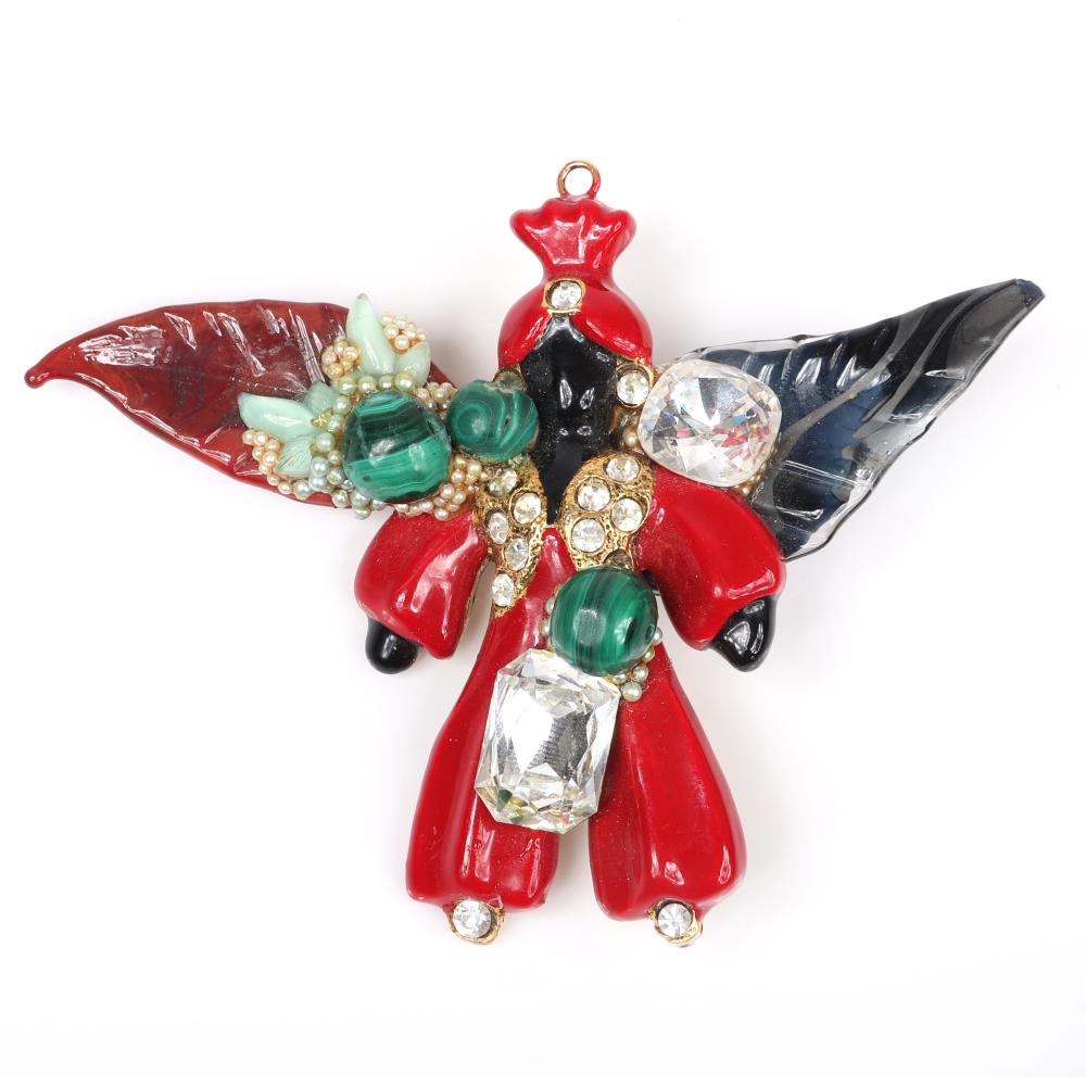 Appraisal: WENDY GELL VINTAGE WHIMSICAL ARTISAN DESIGNER WINGED ENAMELED FIGURE WITH