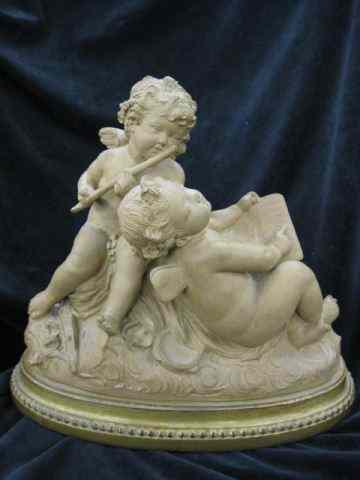 Appraisal: French Terra Cotta Figurine of Cherubs playing music signed ''