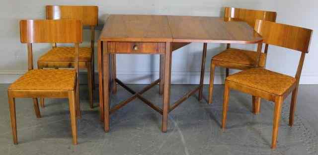 Appraisal: Midcentury Swedish Drop Leaf Table and Chairs From a Mamaroneck