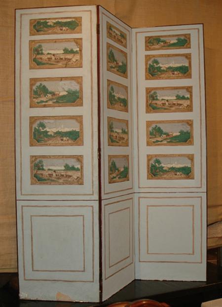 Appraisal: Watercolor Painted Three-Panel Screen Estimate nbsp nbsp nbsp - nbsp