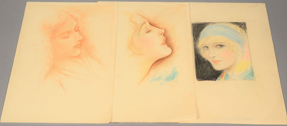 Appraisal: Charles Sheldon - set of three pastel mixed media on