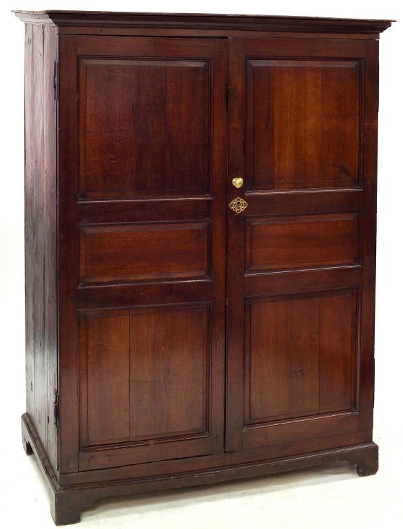 Appraisal: th CENTURY OAK PRESS CUPBOARD the moulded cornice above a