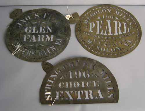 Appraisal: Six tin barrel stencils to include Virginia examples illustrated in