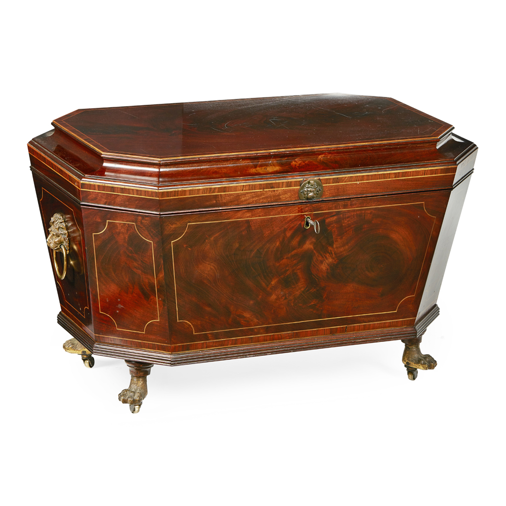 Appraisal: GEORGE IV MAHOGANY AND ROSEWOOD CELLARETTE EARLY TH CENTURY of