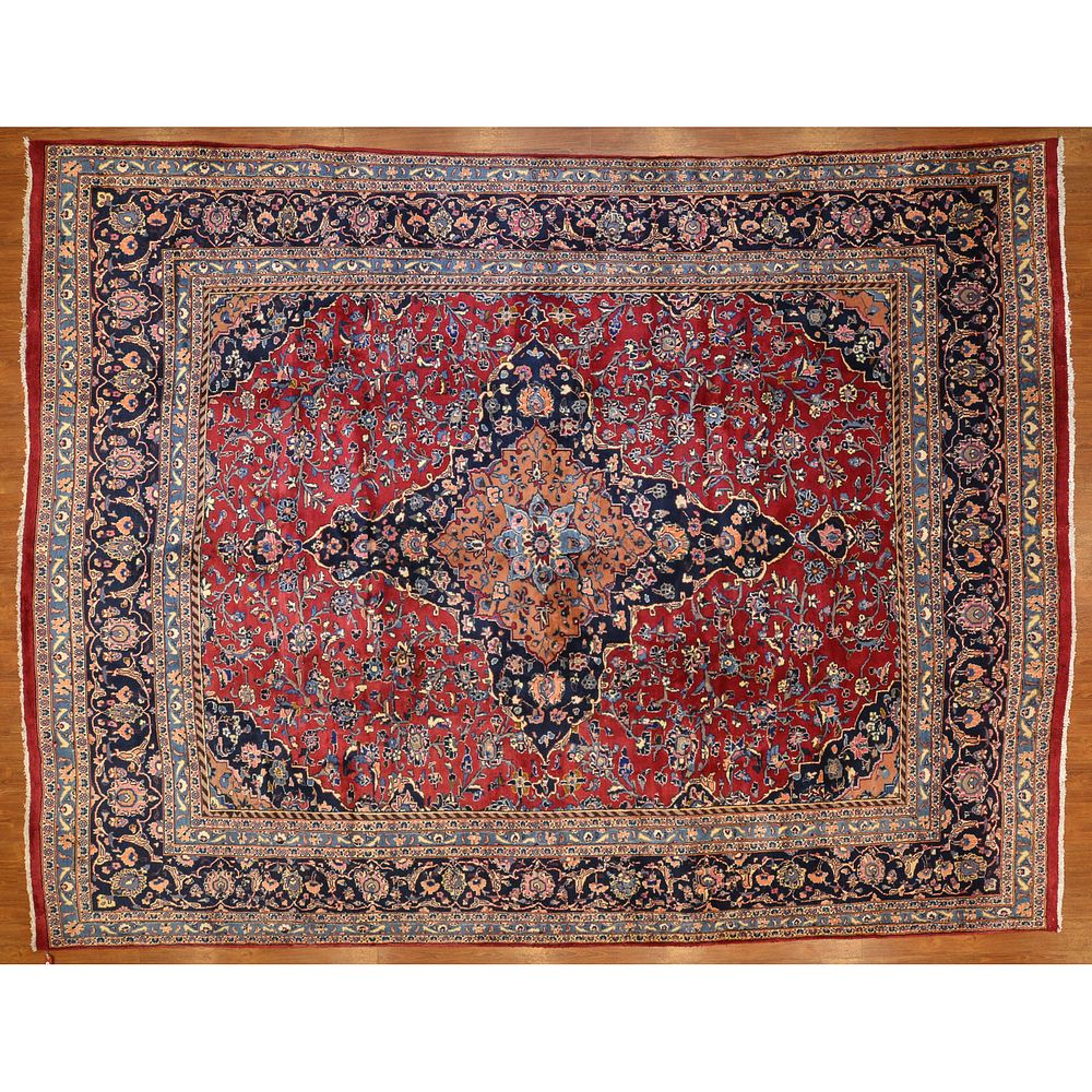 Appraisal: Mashad Carpet Persia x Third quarter- th century hand-knotted wool