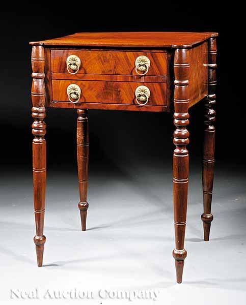 Appraisal: A Late Federal Mahogany Work Table early th c the