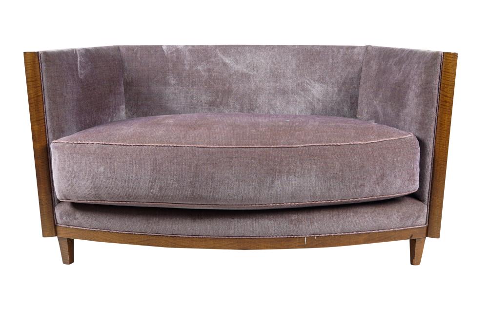 Appraisal: ART DECO STYLE LOVE SEATcontemporary with mauve fabric upholstery Condition