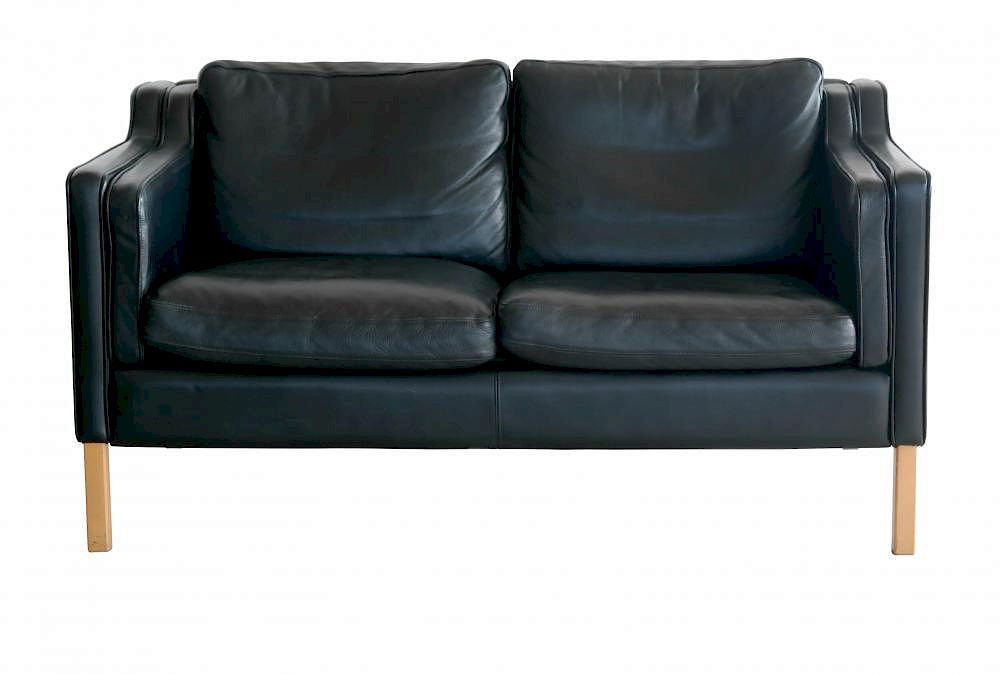 Appraisal: B rge Mogensen Model Style Seater Sofa in Black Leather