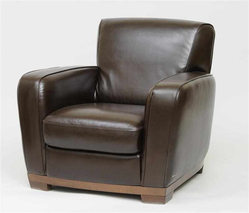 Appraisal: MODERN LEATHER UPHOLSTERED CLUB CHAIR Of typical form with piping