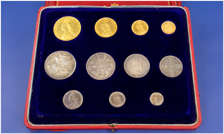 Appraisal: Victorian Uncirculated Coin Set Comprising Gold Piece Piece Sovereign And