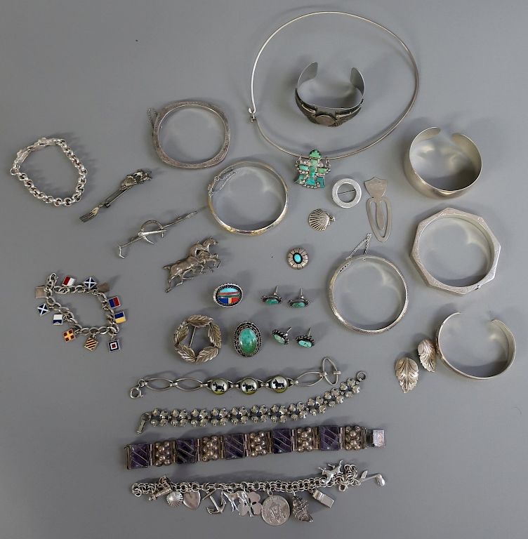 Appraisal: Sterling and Mexican Silver Jewelry Sterling and Mexican silver jewelry