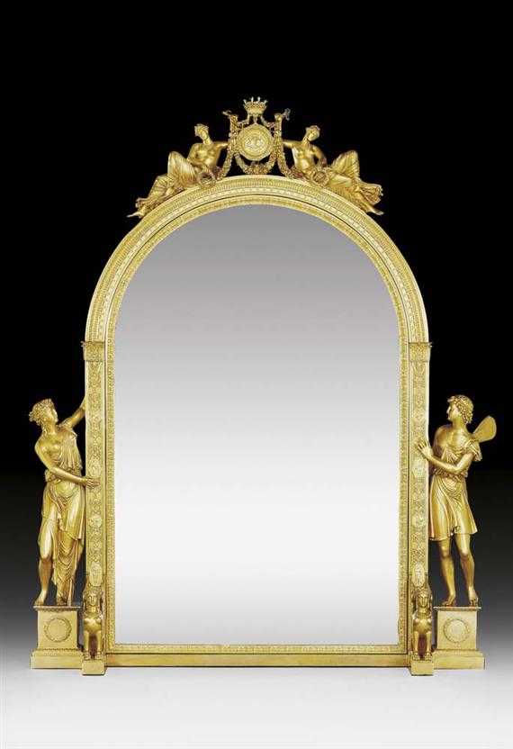 Appraisal: ROYAL TABLE PSYCHE MIRROR AU FLORE ET ZEPHIRE Empire Restauration