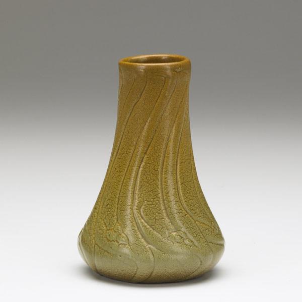 Appraisal: VAN BRIGGLE Tapering vase with swirls covered in frothy amber